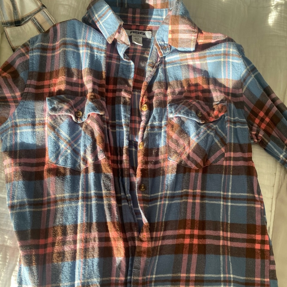 pink and blue flannel